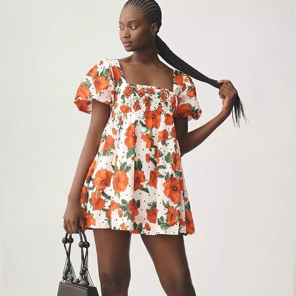 Anthropologie Maeve Floral Square Neck Smocked Babydoll Dress NWT - Picture 7 of 15